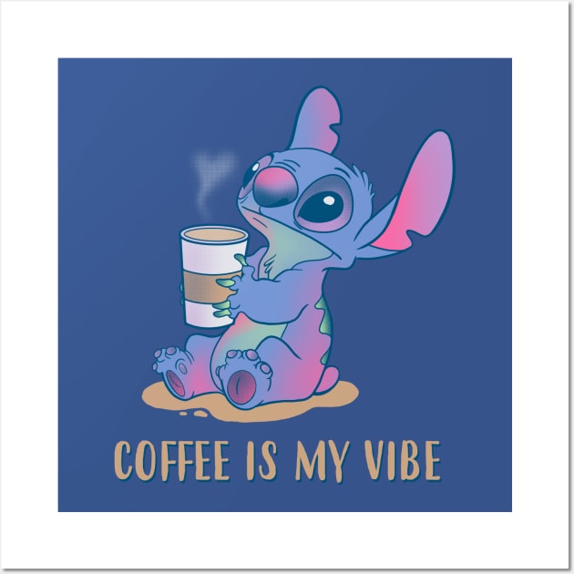 Coffee Is My Vibe // Coffee Cartoon Kawaii Cute Tee Mask Wall Art by leepianti